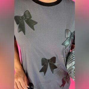 Jess Lea Faux Leather Bow Top - Size XL